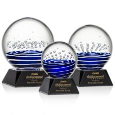 Tranquility Black on Sheffield Base Globe Glass Award - Awards and Trophies