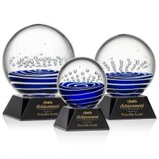Tranquility Black on Sheffield Base Globe Glass Award - Art Glass Awards