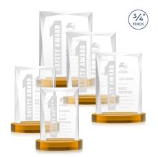 Messina Amber on Alberton Base Rectangle Crystal Award - Awards and Trophies