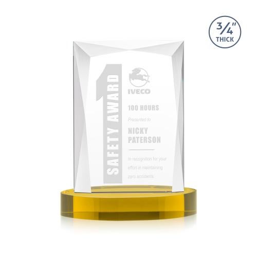 Awards and Trophies - Crystal Awards - Messina Gold on Alberton Base Rectangle Crystal Award
