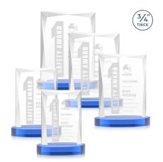 Messina Sky Blue on Alberton Base Rectangle Crystal Award - Awards and Trophies