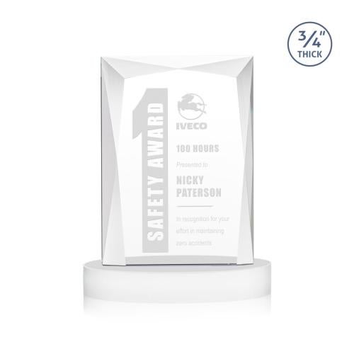 Awards and Trophies - Crystal Awards - Messina White on Alberton Base Rectangle Crystal Award