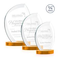Wichita Amber on Alberton Base Flame Crystal Award - Crystal Awards