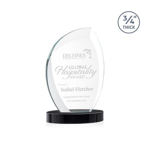 Awards and Trophies - Crystal Awards - Wichita Black on Alberton Base Flame Crystal Award