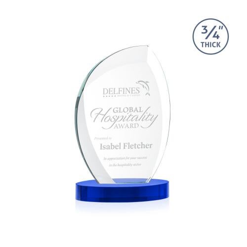 Awards and Trophies - Crystal Awards - Wichita Blue on Alberton Base Flame Crystal Award