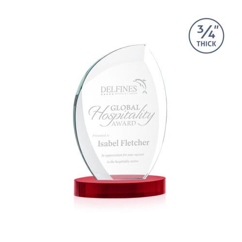 Awards and Trophies - Crystal Awards - Wichita Red on Alberton Base Flame Crystal Award