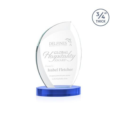 Awards and Trophies - Crystal Awards - Wichita Sky Blue on Alberton Base Peaks Crystal Award