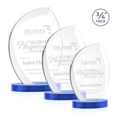 Wichita Sky Blue on Alberton Base Flame Crystal Award - Crystal Awards