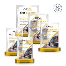Messina Full Color Gold on Alberton Base Rectangle Crystal Award - Full Color Imprint