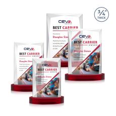 Messina Full Color Red on Alberton Rectangle Crystal Award - Full Color Imprint