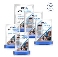 Messina Full Color Sky Blue on Alberton Base Rectangle Crystal Award - Awards and Trophies