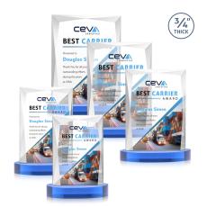 Messina Full Color Sky Blue on Alberton Base Rectangle Crystal Award - Full Color Imprint