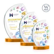 Wichita Full Color Amber on Alberton Base Flame Crystal Award - Awards and Trophies