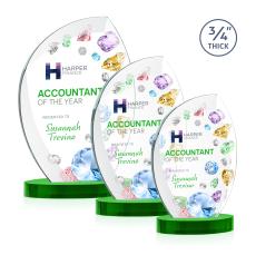 Wichita Full Color Green on Alberton Base Flame Crystal Award - Awards and Trophies