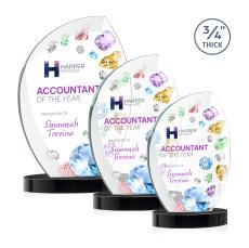Wichita Full Color Black on Alberton Base Flame Crystal Award - Crystal Awards