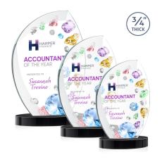 Wichita Full Color Black on Alberton Base Flame Crystal Award - Full Color Imprint