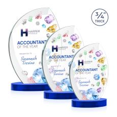 Wichita Full Color Blue on Alberton Base Flame Crystal Award - Crystal Awards