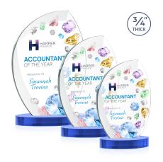 Wichita Full Color Sky Blue on Alberton Base Flame Crystal Award - Crystal Awards