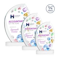 Wichita Full Color White on Alberton Base Flame Crystal Award - Full Color Imprint