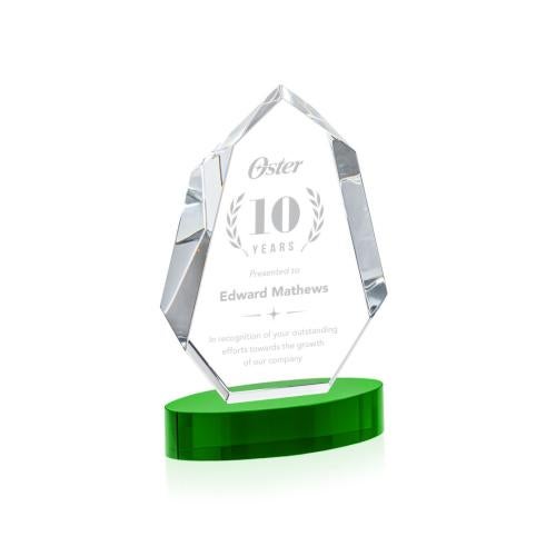 Awards and Trophies - Crystal Awards - Norwood Green on Alberton Base Polygon Crystal Award