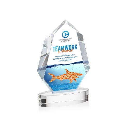 Awards and Trophies - Crystal Awards - Norwood Full Color Clear on Alberton Base Polygon Crystal Award