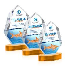 Norwood Full Color Amber on Alberton Base Polygon Crystal Award - Awards and Trophies