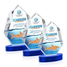 Norwood Full Color Blue on Alberton Base Polygon Crystal Award - Full Color Imprint