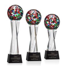 Fantasia Black on Grafton Base Globe Glass Award - Art Glass Awards