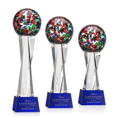Fantasia Blue on Grafton Base Globe Glass Award - Art Glass Awards