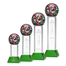 Fantasia Green on Stowe Base Globe Glass Award - Art Glass Awards