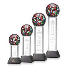 Fantasia Black on Stowe Base Globe Glass Award - Art Glass Awards