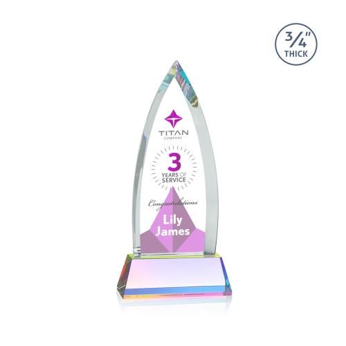Awards and Trophies - Crystal Awards - Shildon Full Color Prismatic on Newhaven Peaks Crystal Award
