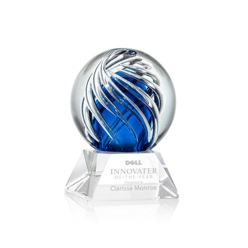 Awards and Trophies - Crystal Awards - Glass Awards - Art Glass Awards - Genista Clear on Sheffield Base Globe Glass Award