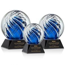 Genista Black on Sheffield Base Globe Glass Award - Awards and Trophies