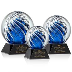 Genista Black on Sheffield Base Globe Glass Award - Art Glass Awards