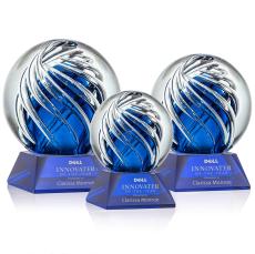 Genista Blue on Sheffield Base Globe Glass Award - Awards and Trophies