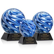 Naples Black on Sheffield Base Globe Glass Award - Glass Awards