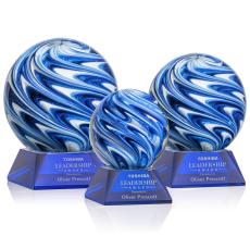 Naples Blue on Sheffield Base Globe Glass Award - Glass Awards