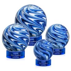 Naples Blue on Stanrich Base Globe Glass Award - Awards and Trophies