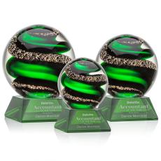 Zodiac Green on Sheffield Base Globe Glass Award - Awards and Trophies