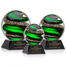 Zodiac Black on Sheffield Base Globe Glass Award - Glass Awards