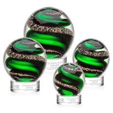 Zodiac Clear on Stanrich Base Globe Glass Award - Art Glass Awards