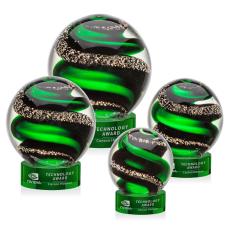 Zodiac Green on Stanrich Base Globe Glass Award - Art Glass Awards
