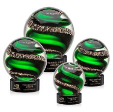 Zodiac Black on Stanrich Base Globe Glass Award - Glass Awards