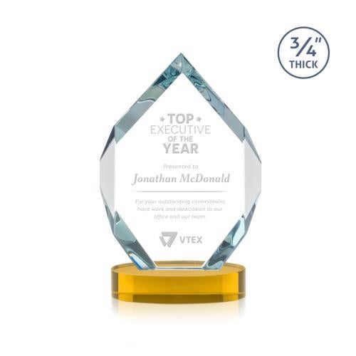 Awards and Trophies - Crystal Awards - Royal Diamond Amber on Alberton Base Polygon Crystal Award