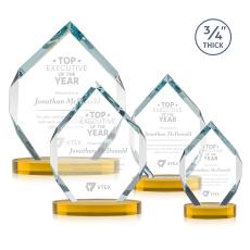 Royal Diamond Amber on Alberton Base Polygon Crystal Award - Awards and Trophies