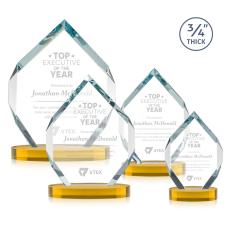 Royal Diamond Amber on Alberton Base Polygon Crystal Award - Awards and Trophies