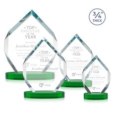 Royal Diamond Green on Alberton Base Polygon Crystal Award - Crystal Awards