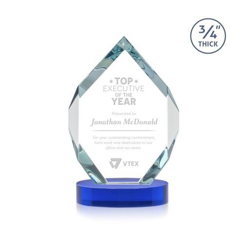 Awards and Trophies - Crystal Awards - Royal Diamond Blue on Alberton Base Crystal Award
