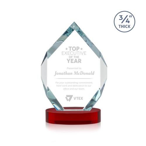 Awards and Trophies - Crystal Awards - Royal Diamond Red on Alberton Base Polygon Crystal Award